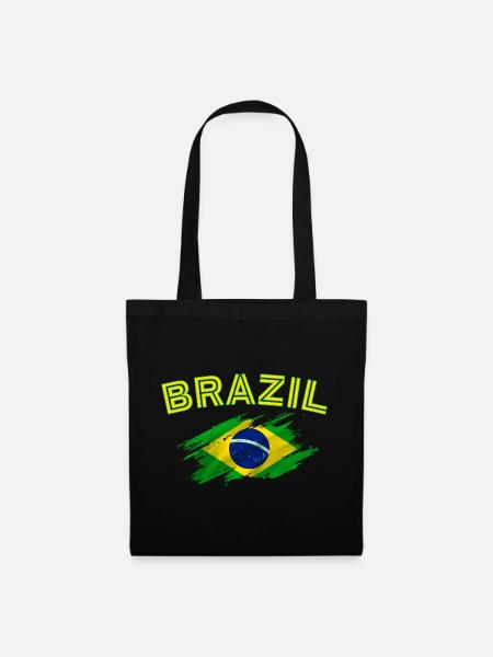 Brasilien Flagge Brasilien Kinder Damen Herren Retro Brasilien - Stoffbeutel - Schwarz