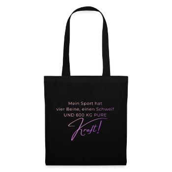 Voltigieren 600 kg Kraft – Pferdesport Geschenk - Stoffbeutel - Schwarz - Vorne
