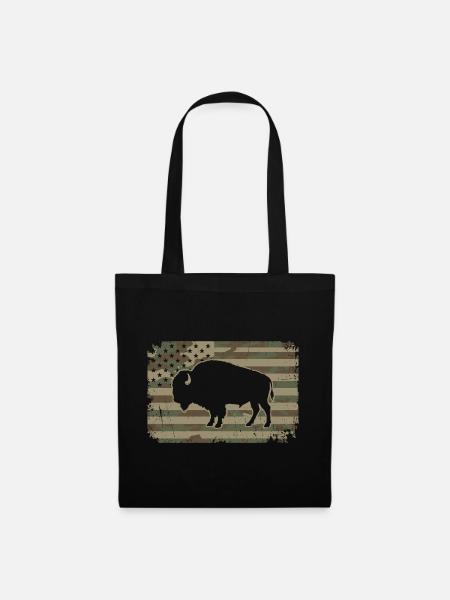 Tarnung amerikanischer Büffel-Silhouette - Stoffbeutel - Schwarz