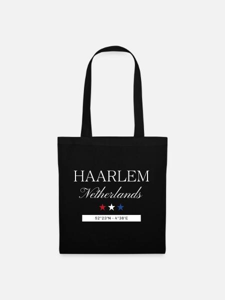 Haarlem Niederlande Souvenir Reise minimalistisch - Stoffbeutel - Schwarz
