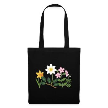 Bunte Narzisse · Blumen · Blumenstrauß - Stoffbeutel - Schwarz - Vorne