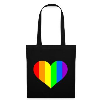 Regenbogen Herz - Stoffbeutel - Schwarz - Vorne