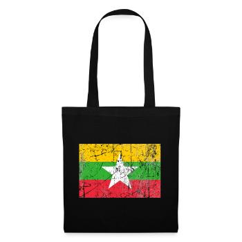 Myanmar Flagge Birma Birmanien Fahne Flagge - Stoffbeutel - Schwarz - Vorne