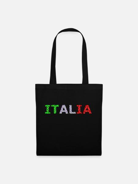 Italia TEXT in low poly style - Tote Bag - black