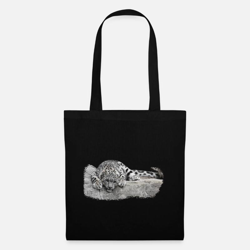 geschenke raubkatzenliebhaber, Schneeleopard Junge - Stoffbeutel - Schwarz
