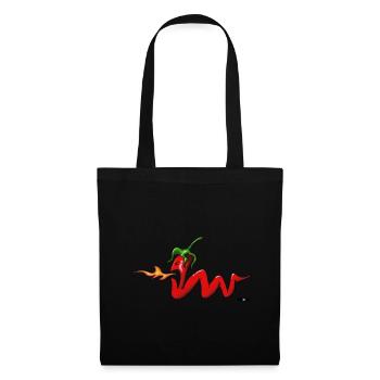 Chili Pepperoni scharf hot Comic Cartoon Gaming - Stoffbeutel - Schwarz - Vorne