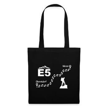 E5 Alpenüberquerung - Stoffbeutel - Schwarz - Vorne