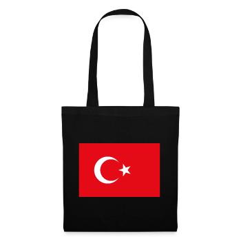 Türkische Flagge - Stoffbeutel - Schwarz - Vorne