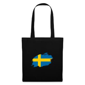 Schweden schwedisch Fahne Flagge - Stoffbeutel - Schwarz - Vorne