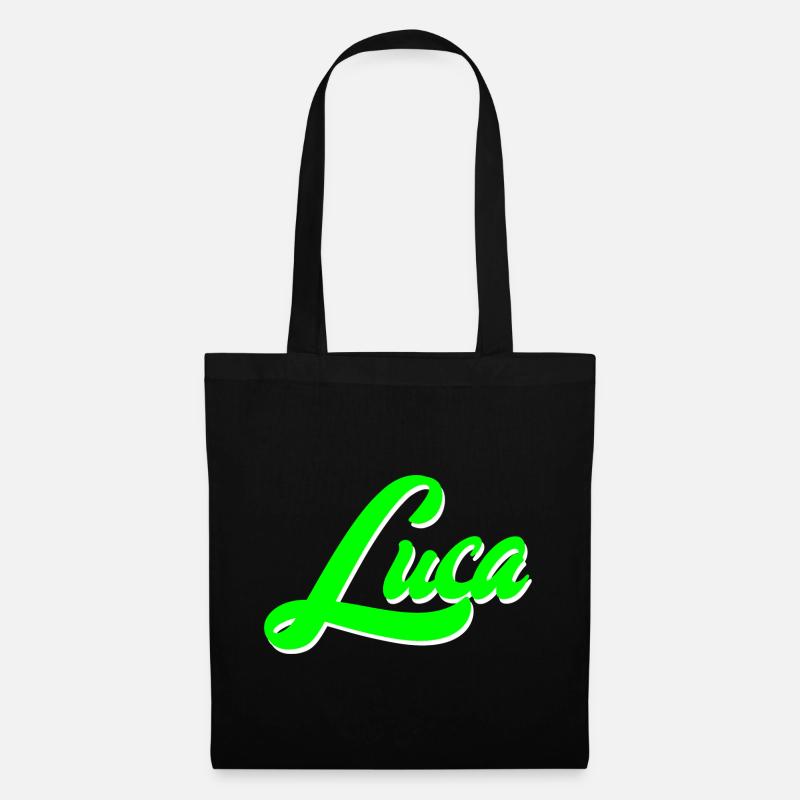 Luca Leuchtender Neon-Lettering Schriftzug - Stoffbeutel - Schwarz