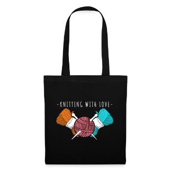 Tricoter avec amour – Art de la laine et des aiguilles - Sac en tissu - noir - Devant