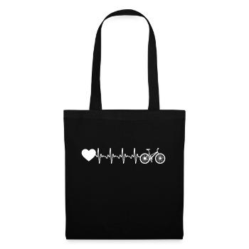 Cœur battant du cœur et vélo - (f) - Sac en tissu - noir - Devant