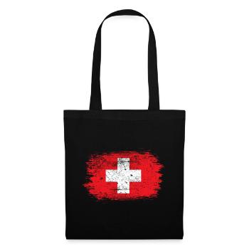 Red Brush Swiss Cross Design - Stoffbeutel - Schwarz - Vorne