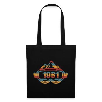 1981 Geburtstag Ski Skifahrer Skifahren - Stoffbeutel - Schwarz - Vorne