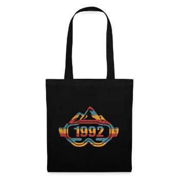 Skifahrer Skibrille Skifahren Ski 1992 Geburtstag - Stoffbeutel - Schwarz - Vorne