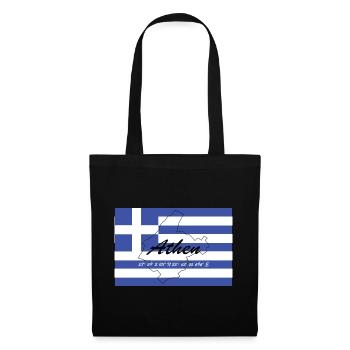Athen - Hauptstadt mit GPS & Flagge - Stoffbeutel - Schwarz - Vorne