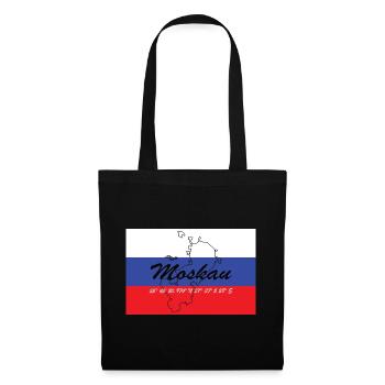 Moskau - Hauptstadt mit GPS & Flagge - Stoffbeutel - Schwarz - Vorne