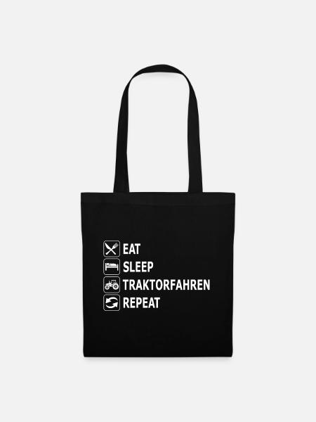 eat sleep traktorfahren repeat, Traktor, Landwirt - Stoffbeutel - Schwarz