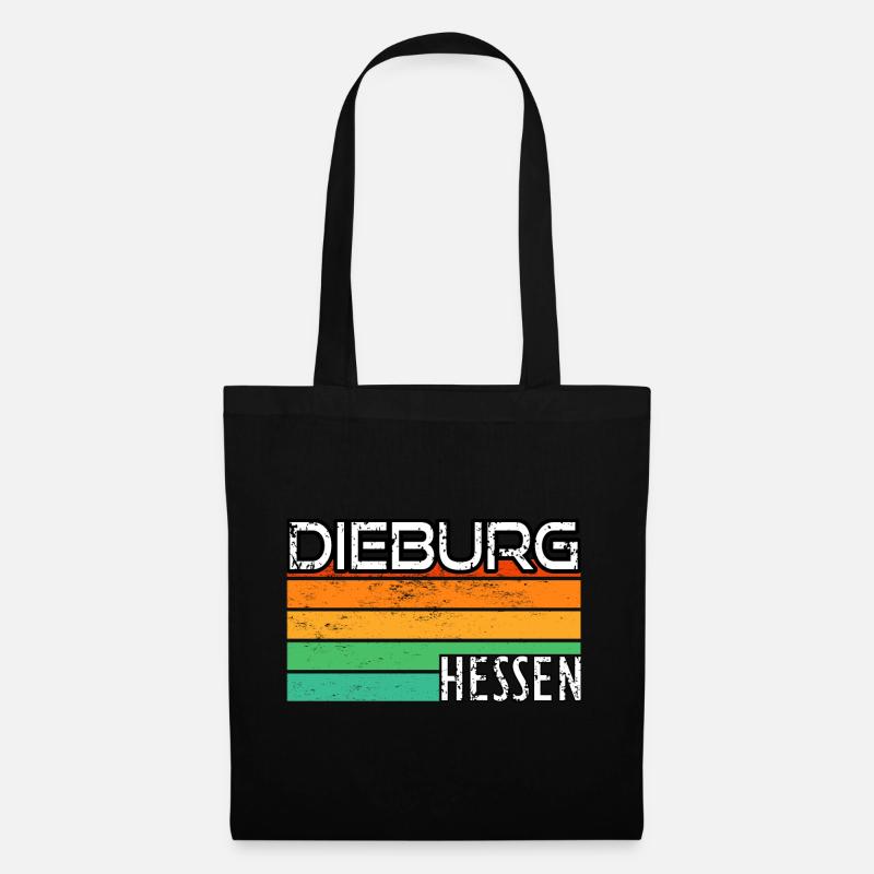 Dieburg Hessen Retro Grunge - Stoffbeutel - Schwarz