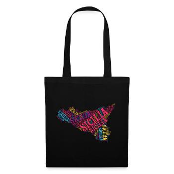 Sicile t-shirt carte nuage de mots trinacria - Sac en tissu - noir - Devant