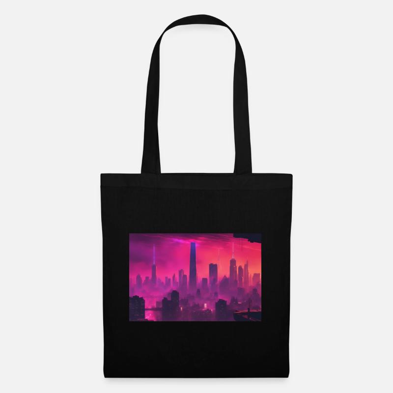 New York Skyline im CyberPunk Blade Runner Style - Stoffbeutel - Schwarz