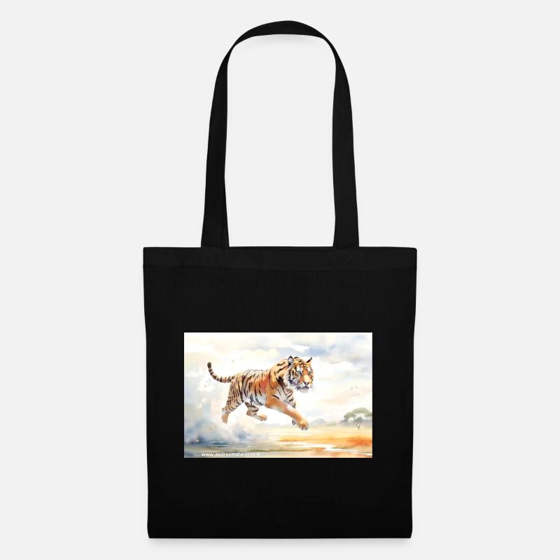 Tiger in Aktion - Stoffbeutel - Schwarz