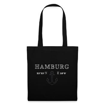 Hamburg Koordinaten - Stoffbeutel - Schwarz - Vorne