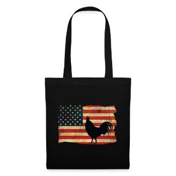 Poulet USA Flag Rooster - Sac en tissu - noir - Devant