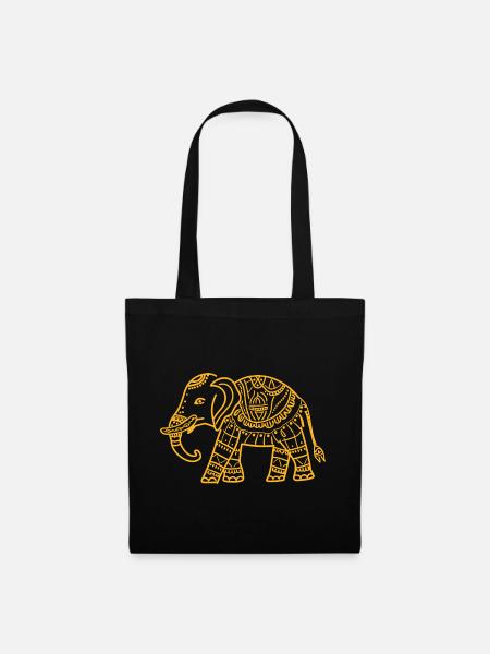 Elephant MAndala - Stoffbeutel - Schwarz