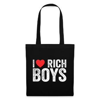 Ich liebe Rich Boys T-Shirts I Herz Rich Boys Lustig - Stoffbeutel - Schwarz - Vorne