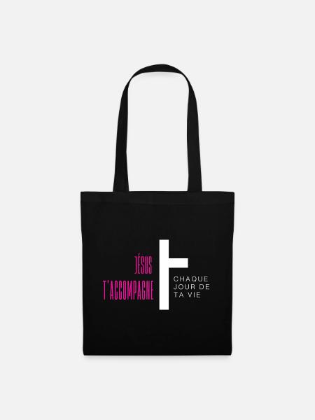 Jésus t accompagne - Sac en tissu - noir