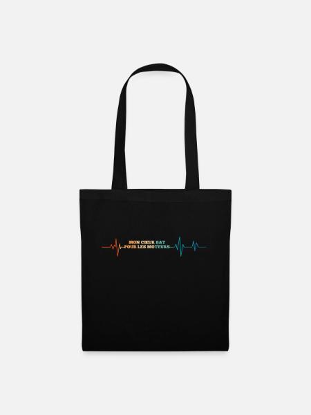 Battement de coeur mon cœur bat pour les moteurs - Sac en tissu - noir