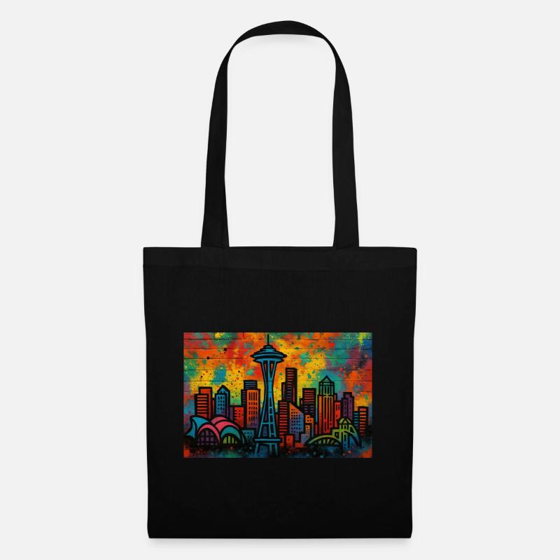 Graffiti der Seattle Skyline - Stoffbeutel - Schwarz