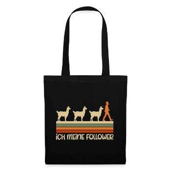 Alpaka Fan ICH MEINE FOLLOWER Retro Lustig - Stoffbeutel - Schwarz - Vorne