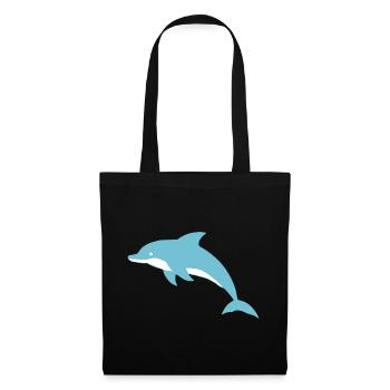 Delfin Delphine T-shirt Geschenk - Stoffbeutel - Schwarz - Vorne