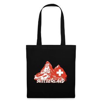 Suisse-Sports d’hiver-Montagnes de ski - Sac en tissu - noir - Devant