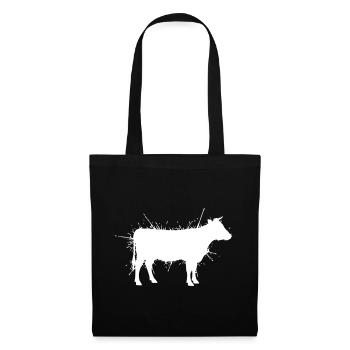 Cow Silhouette Grunge Splash Vector - Tote Bag - black - Front