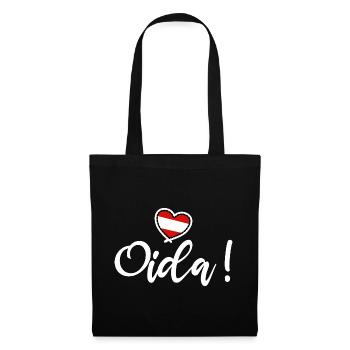 Oida! Österreich Herz I love Austria Dialekt Munda - Stoffbeutel - Schwarz - Vorne