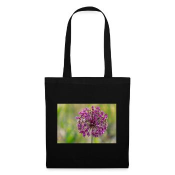Gros plan d’une fleur violette - Poireau géant - Sac en tissu - noir - Devant