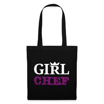 Girl Chef - Design statement & typographie - Sac en tissu - noir - Devant