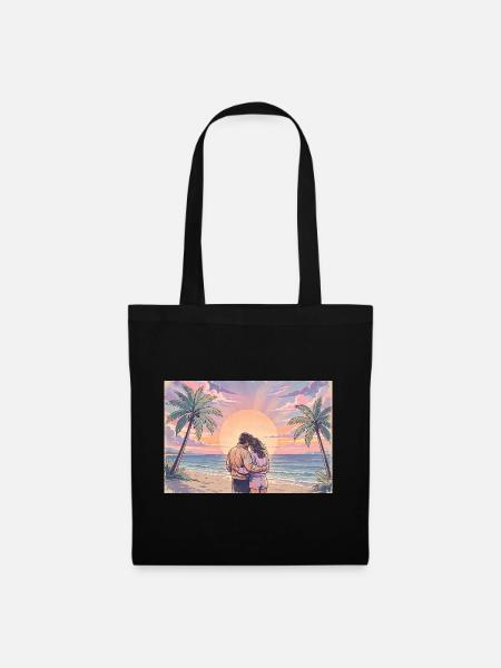 Palm Sunset Embrace - Stoffbeutel - Schwarz
