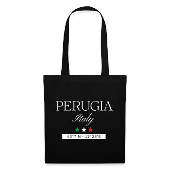 Perugia Italien Souvenir – Reise minimalistisch - Stoffbeutel - Schwarz - Vorne