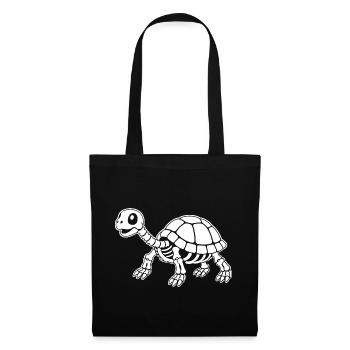 Süßes Skelett Schildkröte Cartoon Weiß Shirt - Stoffbeutel - Schwarz - Vorne