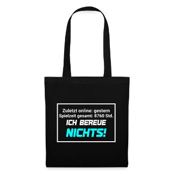 Gaming Statistik Gesamt Spielzeit Nerd Spruch  - Stoffbeutel - Schwarz - Vorne