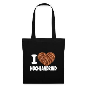 Hochlandrind T-Shirt – Kuh Geschenk, Highland Rind - Stoffbeutel - Schwarz - Vorne