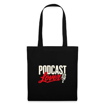 Podcast Lover Mikrofon Retro Design - Stoffbeutel - Schwarz - Vorne