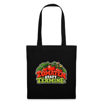 Tomaten statt Termine – Cartoon - Stoffbeutel - Schwarz - Vorne