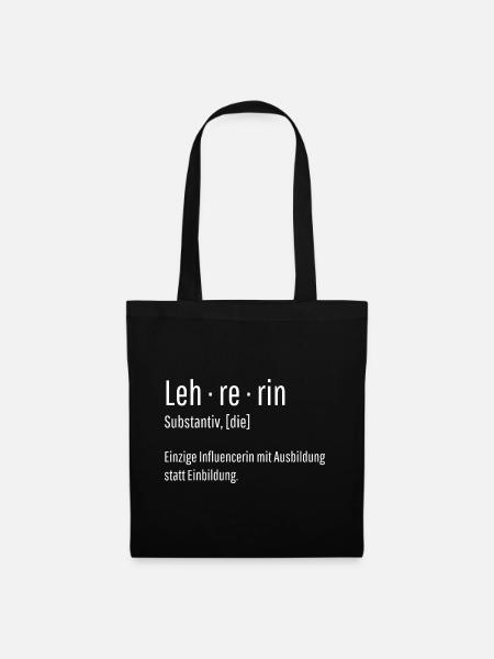 Lehrerin Substantiv Influencerin Schule Geschenk - Stoffbeutel - Schwarz