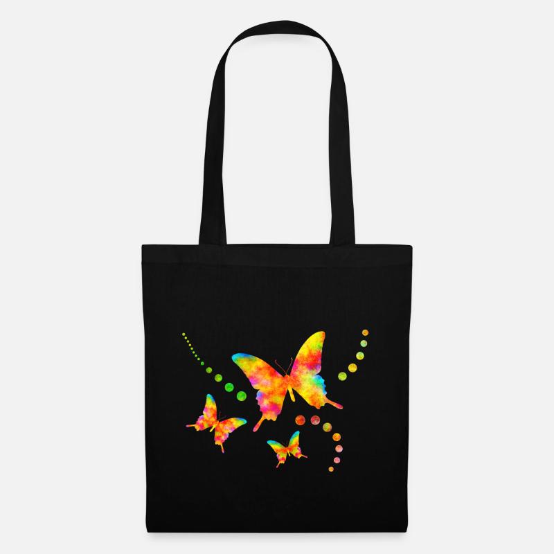 Bunte Schmetterlinge Schmetterling bunt Sommer süß - Stoffbeutel - Schwarz