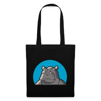 Hippo Nilpferd - Stoffbeutel - Schwarz - Vorne